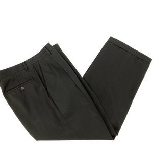 Pronto Uomo Mens Wearhouse Pleated Cuffed Black Wool Dress Pants 34 x 28 2108